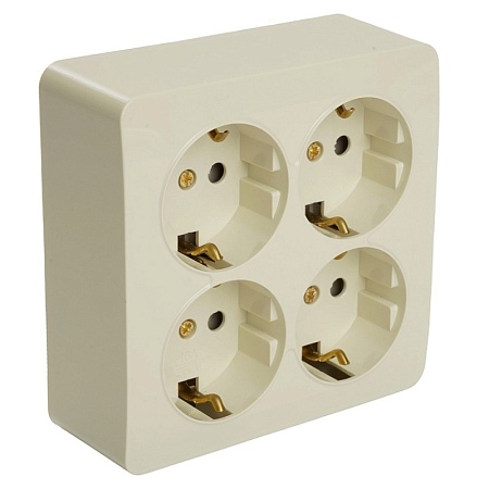 Розетка 3-местная с/з открытой установки, STEKKER, 250В, 16А, IP20, серия София, белый, MST16-13-01 - фото