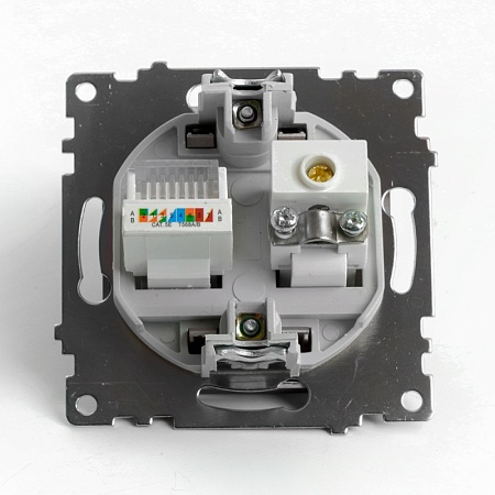 Розетка телевизионная 1-местная (механизм), STEKKER GLS00-7106-04, 75 Ом, 5-862МГц, серия Катрин, черный - фото