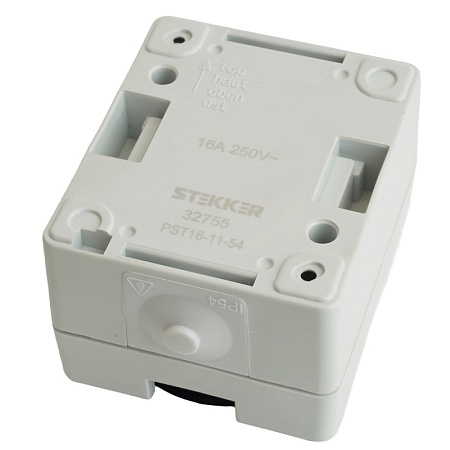Розетка 1-местная с крышкой с/з STEKKER, PST16-11-54, пластик АВS, 250В, 16А, IP54, серый/графит - фото