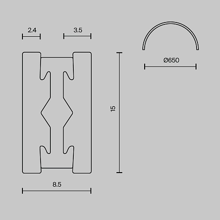 Шинопровод полукруг 650мм flarity черный Technical Busbar trunkings Flarity TRX154-SR-D650-B - фото