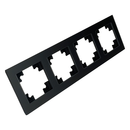 Рамка 4-местная, стекло, STEKKER GFR00-7004-05М, серия Катрин, черный матовый - фото