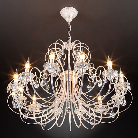 Подвесной светильник Eurosvet 3305/12 белый с золотом / прозрачный хрусталь - фото