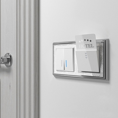 Рамка на 2 поста (хром/белый) W0021431 - фото