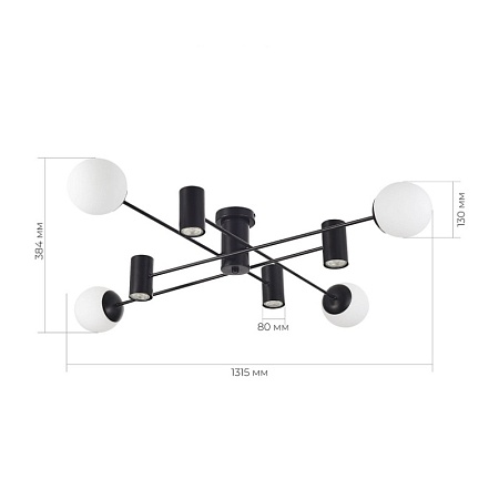 Светильник потолочный Черный/Белый GU10+E27 4+4*5+60W SLE1105-402-08 - фото