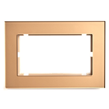 Рамка  2-местная (без перемычки), стекло, STEKKER, GFR00-7012-08, серия Катрин, золото - фото