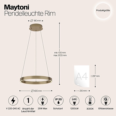 Подвесной светильник Maytoni Rim MOD058PL-L22BS3K - фото