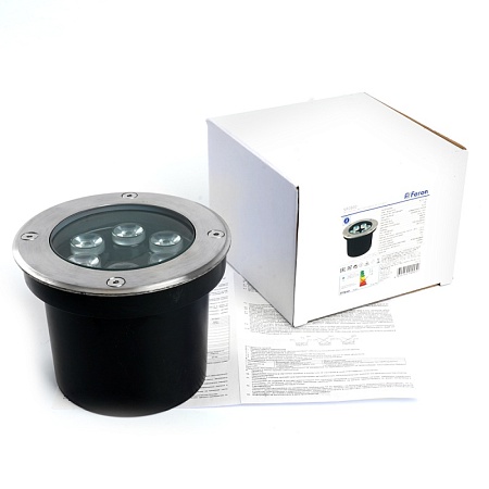 Светодиодный светильник тротуарный (грунтовый) Feron SP2802, 6W, AC/DC12-24V, низковольтный, 3000К, металлик, D120*H90mm, вн.диаметр: 90mm, IP67 - фото