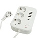 Удлинитель 3-местный c/з 3x1 мм2, 1,8 м, 250В, 10А, 4USB+2Type-C 2,4А, серия Home plus, белый STEKKER HM09-36-02 - фото