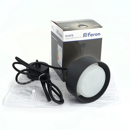 Светильник потолочный Feron HL3678 Barrel AURA levitation 12W, 230V, GX53, чёрный, на подвесе 1,7 м - фото