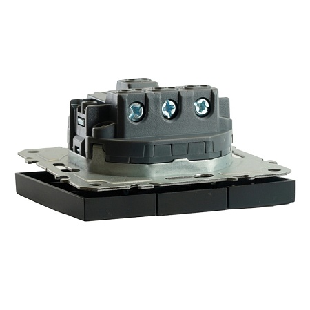 Выключатель 3-клавишный (механизм), STEKKER, 250В, 10А, серия Эмили, RSW10-5108-05, черный уголь, soft touch - фото