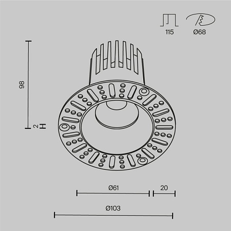 Встраиваемый светильник Technical DL121-15W-2.7K-TRS-B - фото