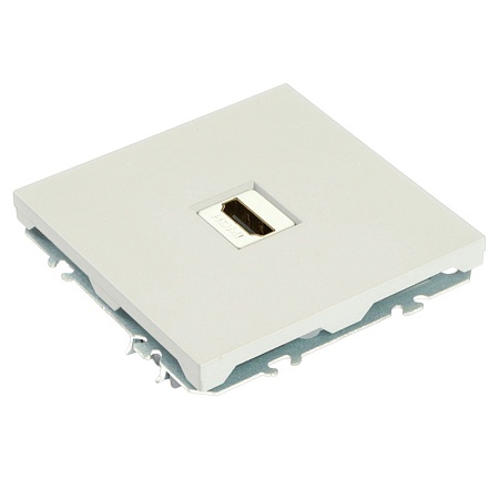 Розетка HDMI 2.0 Type A (механизм), STEKKER, серия Эмили, RST00-5118-01, белый фарфор, soft touch - фото