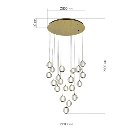 SL6520.303.20 Светильник подвесной ST-Luce латунь/прозрачный с пузырьками воздуха LED 1*100W 4000K HELMI - фото