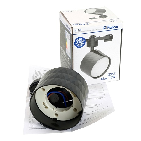 Светильник Feron AL176 трековый однофазный на шинопровод под лампу GX53, черный - фото