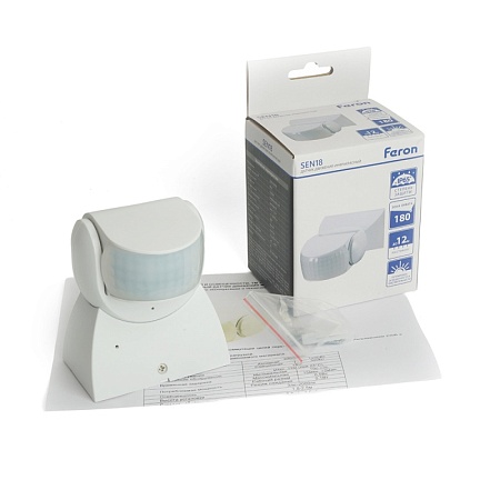 Датчик движения 1200W 12m 180° белый, SEN18 - фото