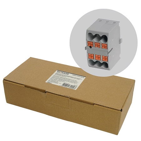 Зажим блочный (групп) для распред.тока нагрузки push-in на 6 точек, сеч 2,5 мм2, 450V, 24А,серый LD580 PTFIX 06/25 - фото