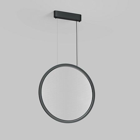 DK6606-BK Подвесной вертикальный светильник Veil со светодиодом H1700 d600 220V 48W 3000-6000K IP20 черный алюминий - фото