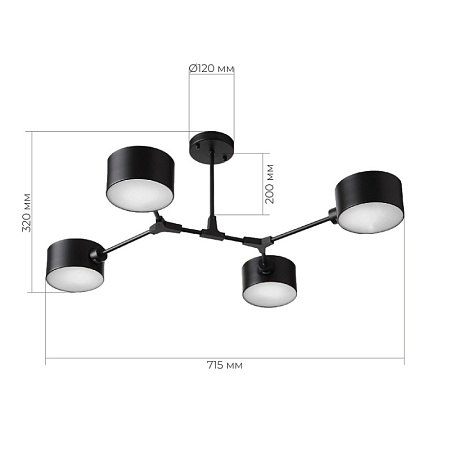 Светильник потолочный Черный/Черный E14 4*60W SLE183402-04 - фото