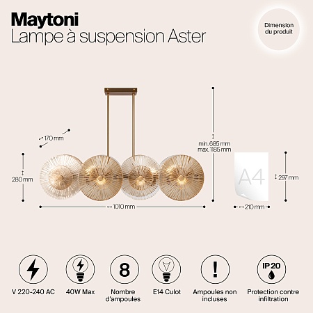 Подвесной светильник Maytoni Aster MOD007PL-08G1 - фото