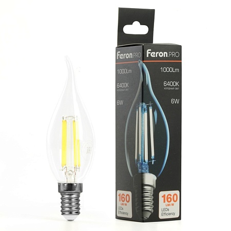 Лампа светодиодная Feron.PRO LB-1216 Свеча на ветру E14 6W 175-265V 6400K - фото