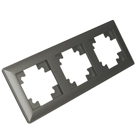 Рамка STEKKER, PFR00-7003-06 3-местная, пластик, серия Катрин, графит - фото