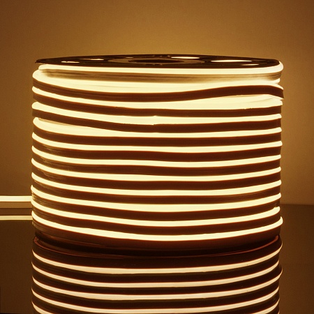 Светодиодный гибкий неон 220 В 9.6 Вт/м 120 Led/м 2835 IP67, односторонний теплый белый 3300 K, 50 м Гибкий неон 220V 9,6W 120Led 2835 IP67 односторонний теплый белый, 50 м Elektrostandard - фото