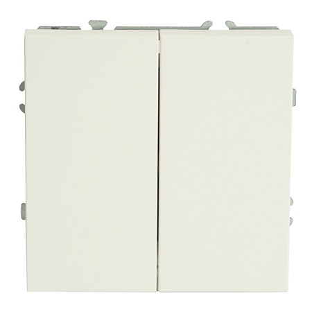 Выключатель 2-клавишный (механизм), STEKKER, 250В, 10А, серия Эмили,RSW10-5104-01, белый фарфор, soft touch - фото