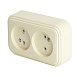 Розетка 2-местная с/з STEKKER, PST16-31-20 (RA 16-238-БЖ), пластик АВС, 250В, 16А, IP20, слоновая кость - фото