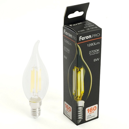 Лампа светодиодная Feron.PRO LB-1218 Свеча на ветру E14 1280LM 8W 175-265V 2700K - фото