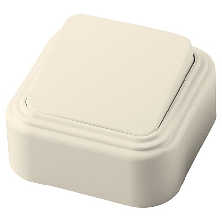 Выключатель STEKKER PSW06-21-20 одноклавишный открытой установки, 250В, 6А, IP20, слоновая кость (VA1  6-131-БЖ) - фото