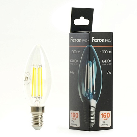 Лампа светодиодная Feron.PRO LB-1206 Свеча E14 6W 1000LM 175-265V 6400K - фото
