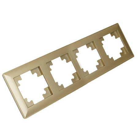 Рамка STEKKER, PFR00-7004-08 4-местная, пластик, серия Катрин, золото - фото