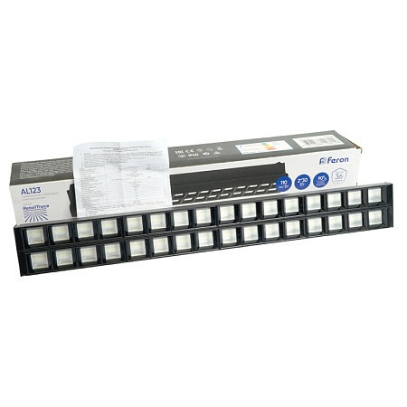 Светодиодный светильник Feron AL123 трековый однофазный на шинопровод 2*30W 6500K 60 градусов черный - фото