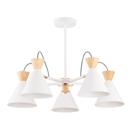 Светильник потолочный Белый, Золотистый/Белый, Светлое дерево E14 5*40W SLE125102-05 - фото