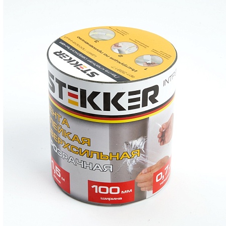 Лента  клейкая сверхсильная STEKKER 0,7*100 мм, 1,5 м. прозрачная INTP9-0715-10 - фото