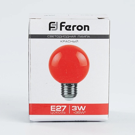 Лампа светодиодная Feron LB-371 Шар E27 3W 230V красный - фото