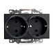 Розетка 2-местная с/з (механизм), STEKKER GLS16-7114-05, 250В, 16А с защитной шторкой, серия Катрин, черный - фото