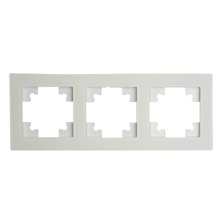 Рамка 3-местная, стекло, STEKKER, GFR00-7003-01, серия Катрин, белый матовый - фото