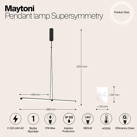 Подвесной светильник Maytoni Supersymmetry P096PL-L11BK - фото