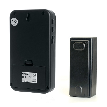 Звонок дверной беспроводной Feron E-379 Электрический 18 мелодий черный с питанием от батареек - фото