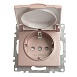 Розетка 1-местная с/з с крышкой (механизм), STEKKER GLS16-7112-02, 250В, 16А с защитной шторкой, серия Катрин, шампань - фото