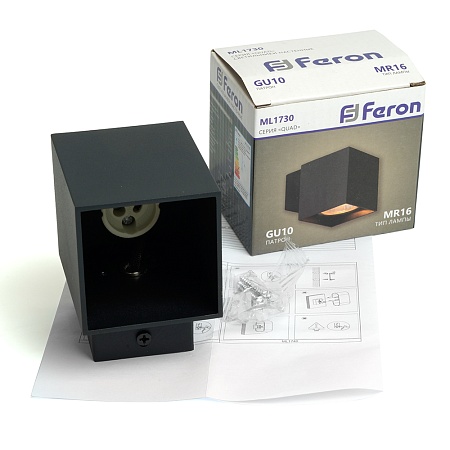 Светильник  настенный Feron ML1730 QUAD   MR16 35W, 230V, GU10,  чёрный IP20 - фото
