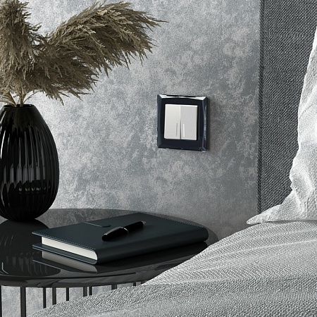 Выключатель двухклавишный с подсветкой белый матовый W1120161 - фото