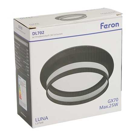 Светильник встраиваемый Feron DL702 LUNA потолочный GX70 черный круг - фото