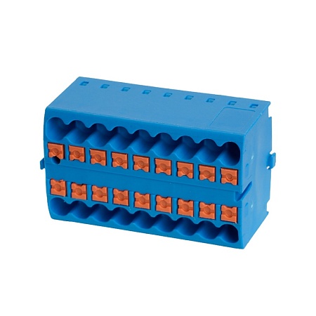Зажим блочный (групп) для распред.тока нагрузки push-in на 18 точек, сеч 2,5 мм2, 450V, 24А,синий LD580 PTFIX 18/25 - фото