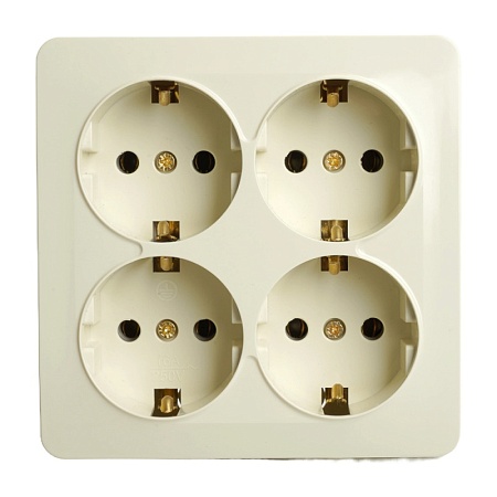 Розетка 4-местная с/з открытой установки, квадрат, STEKKER, 250В, 16А, IP20, серия София, слоновая кость, MST16-14S-04 - фото