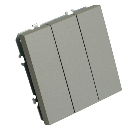Выключатель 3-клавишный (механизм), STEKKER, 250В, 10А, серия Эмили, RSW10-5108-10, платиново-серый, soft touch - фото