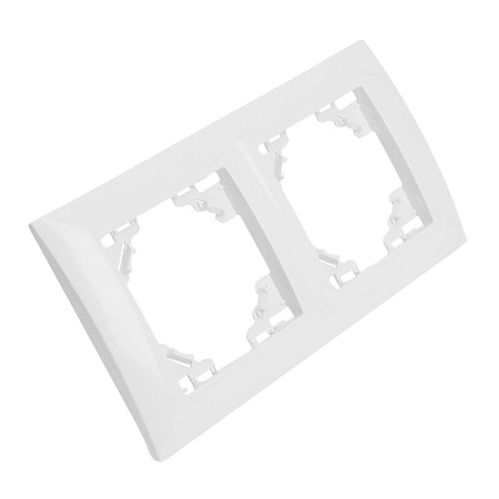 Рамка 2-местная горизонтальная STEKKER, PFR00-9002-01, серия Эрна, белый - фото