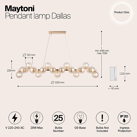 Подвесной светильник Maytoni Dallas MOD547PL-25G - фото