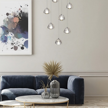 Светильник подвесной ST-Luce Хром/Прозрачный с пузырьками воздуха LED 7*3W 3000K SL6017.101.07 - фото